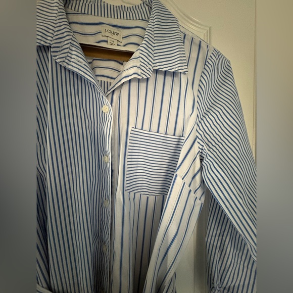 J crew classic fit cotton poplin shirt dress mixed stripe - Picture 3 of 9